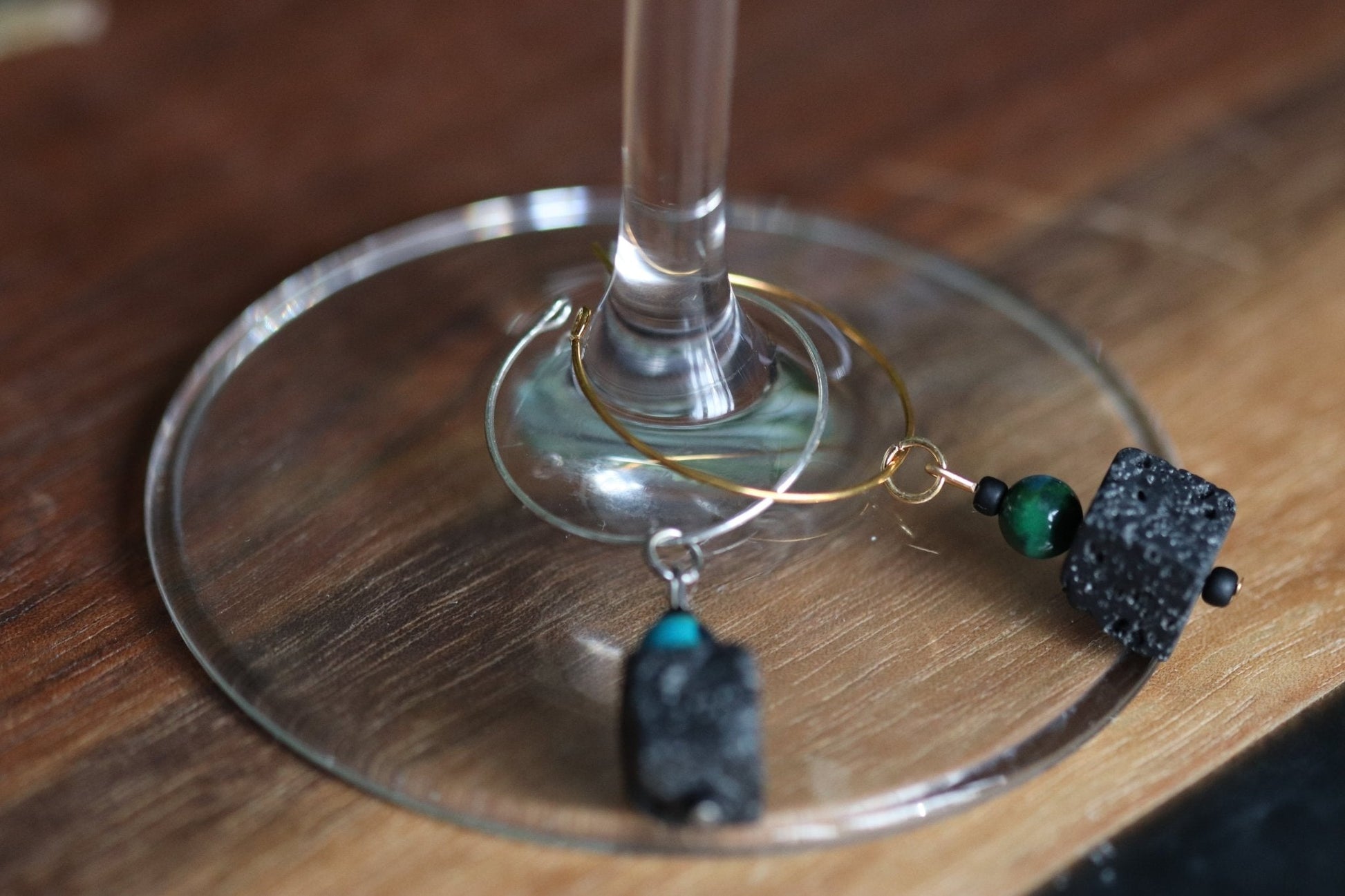 "Mycraft" wine charm - Lava stone and Australian Jasper - EpicWineCharms
