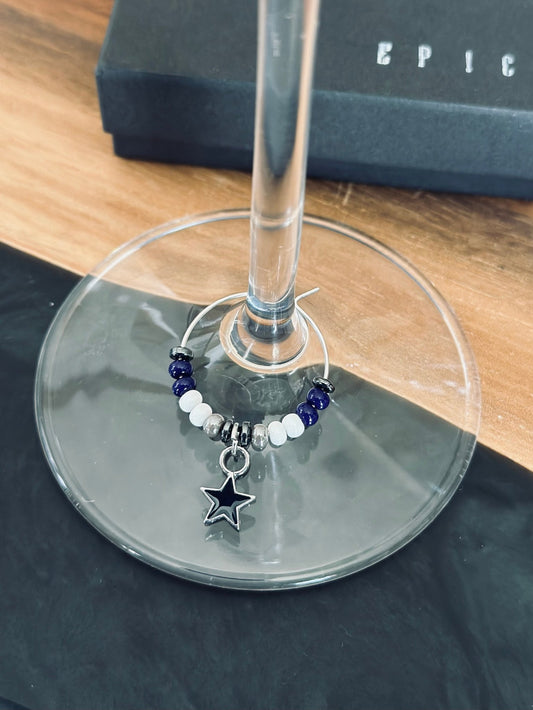 Navy blue star wine charm - EpicWineCharms