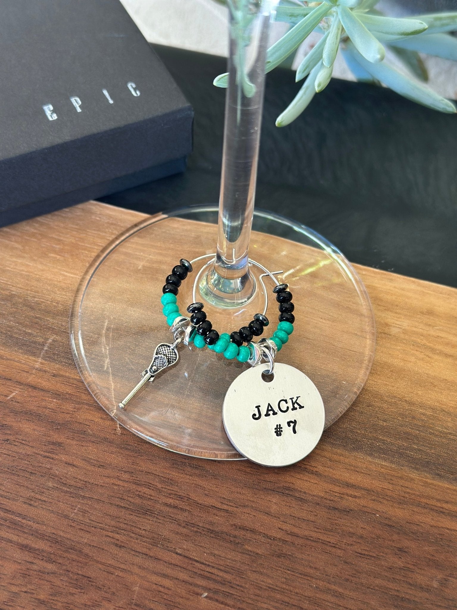 Personalized hand stamped wine charm for Sports gatherings and gifts - EpicWineCharms