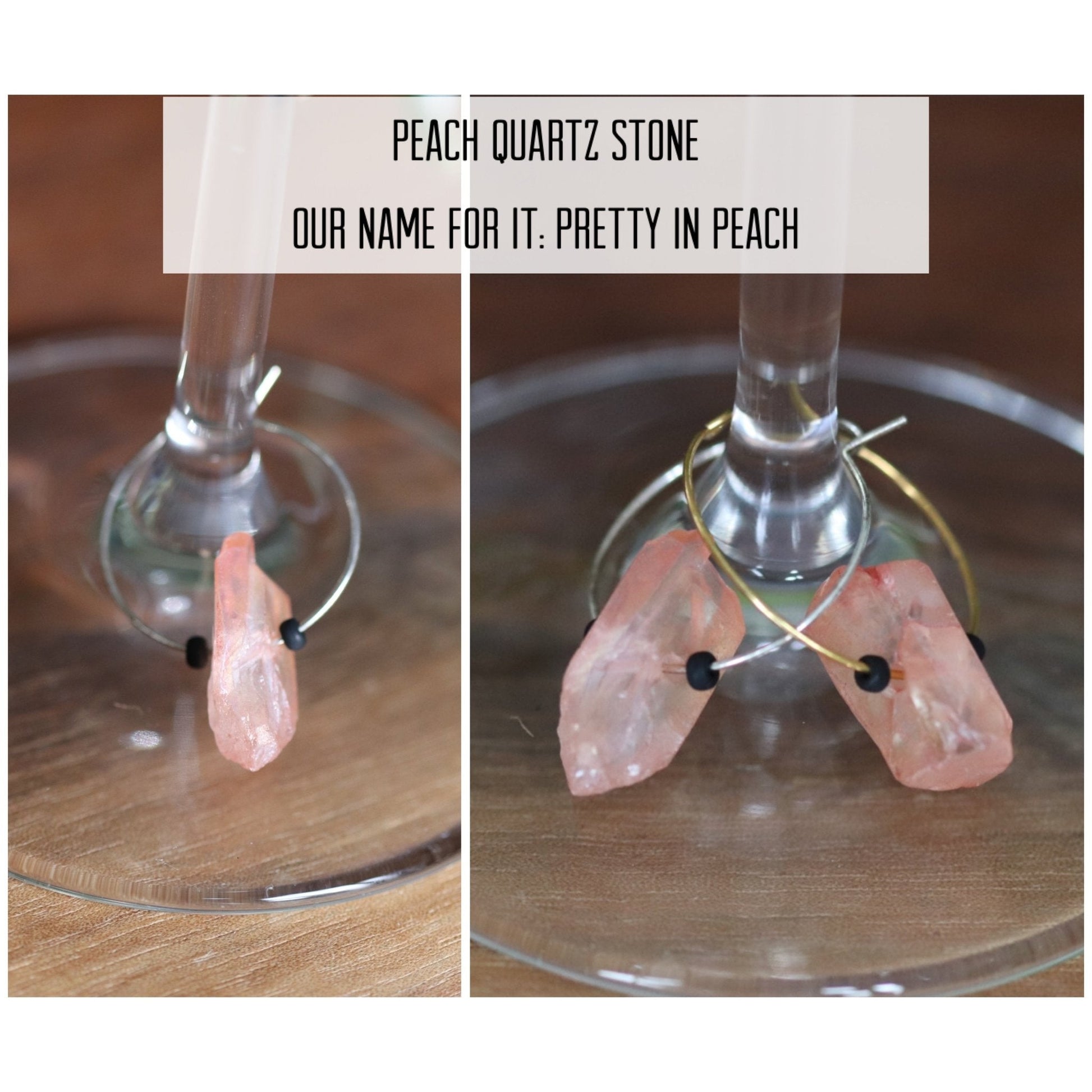 "Pretty in Peach" wine charm - Peach quartz - EpicWineCharms