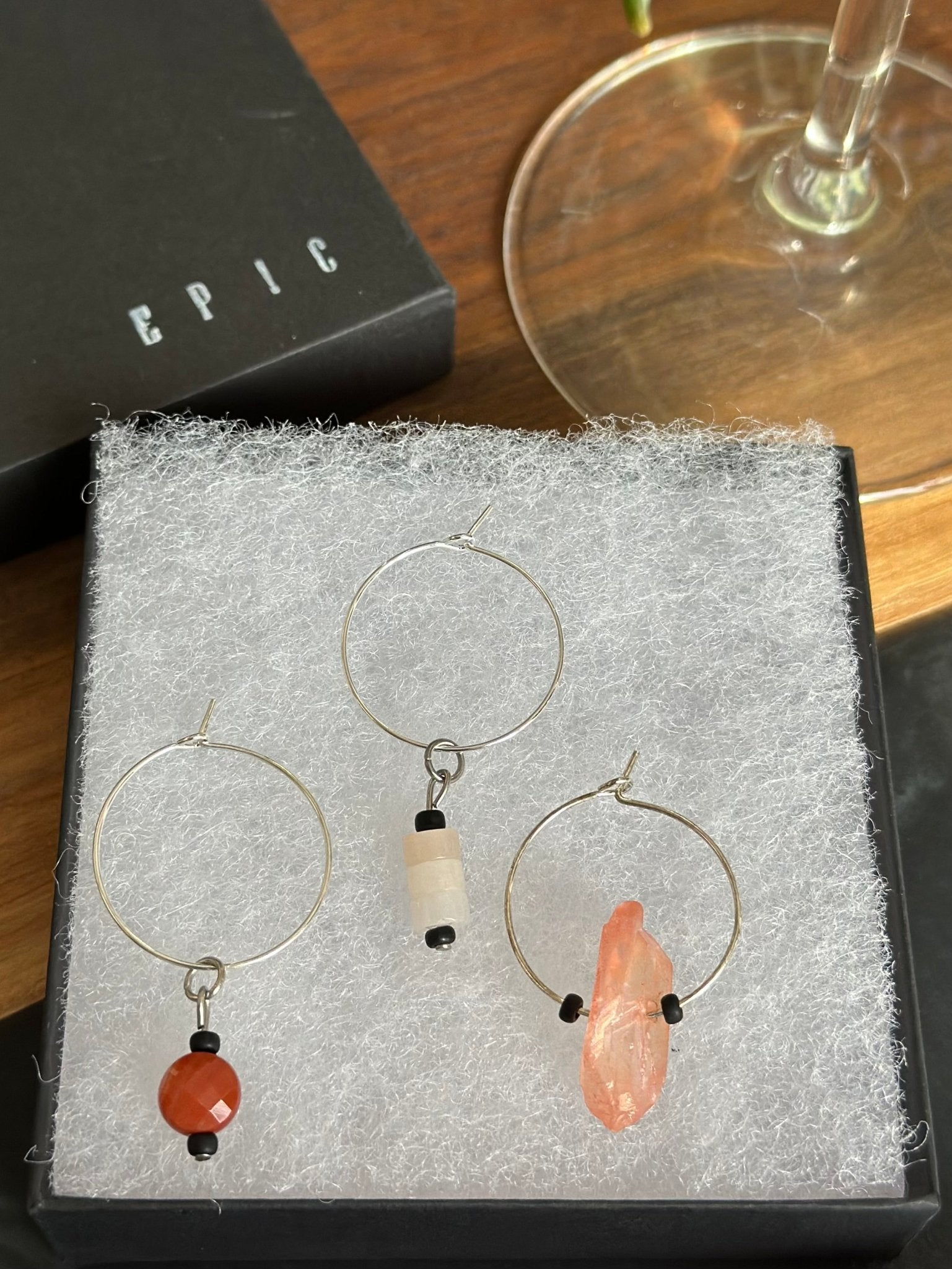 "Pretty in Peach" wine charm - Peach quartz - EpicWineCharms