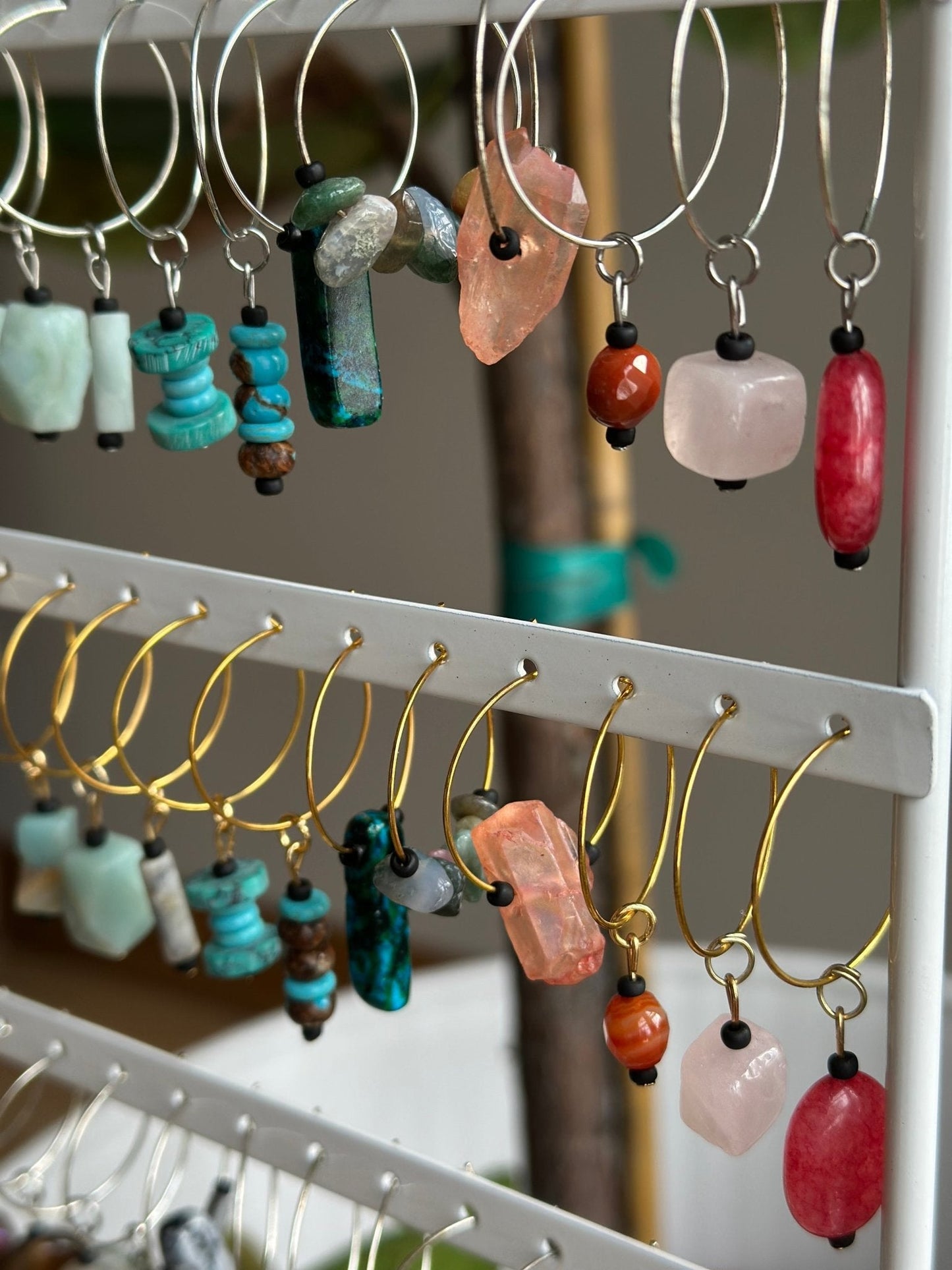 "Pretty in Peach" wine charm - Peach quartz - EpicWineCharms