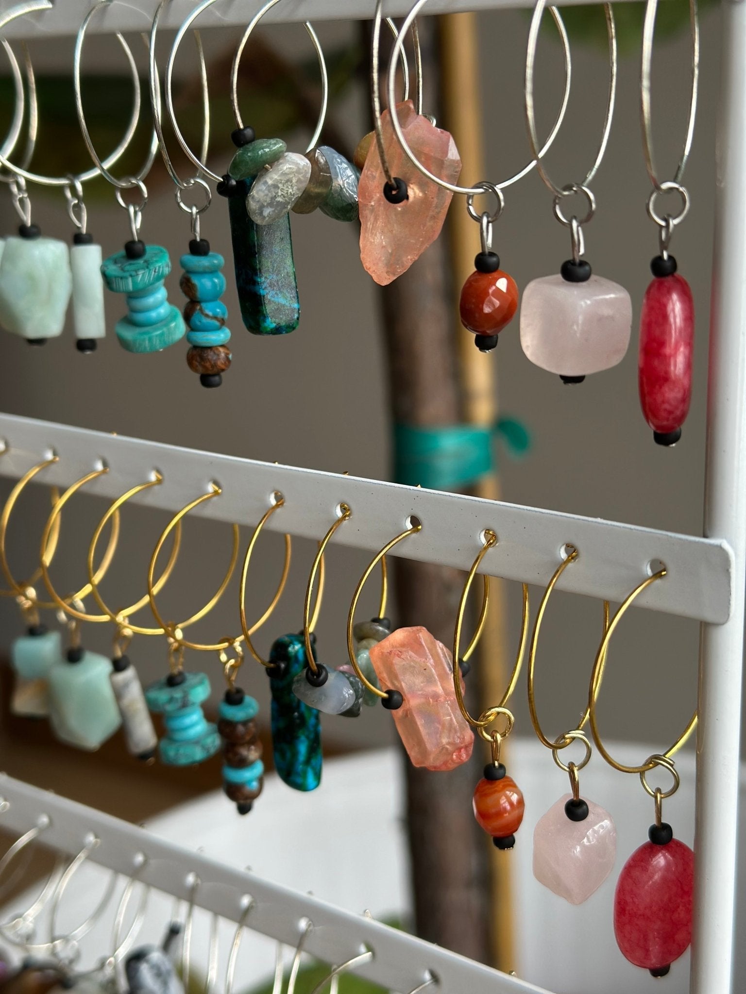 "Pretty in Peach" wine charm - Peach quartz - EpicWineCharms