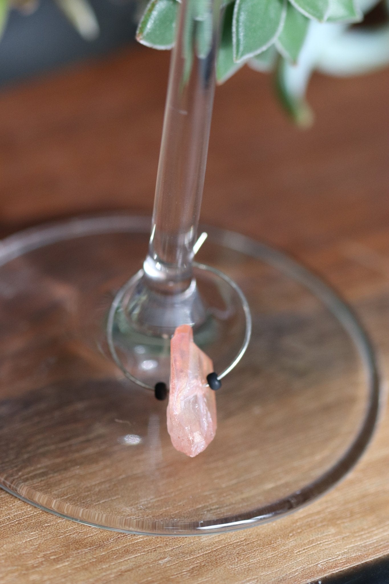"Pretty in Peach" wine charm - Peach quartz - EpicWineCharms